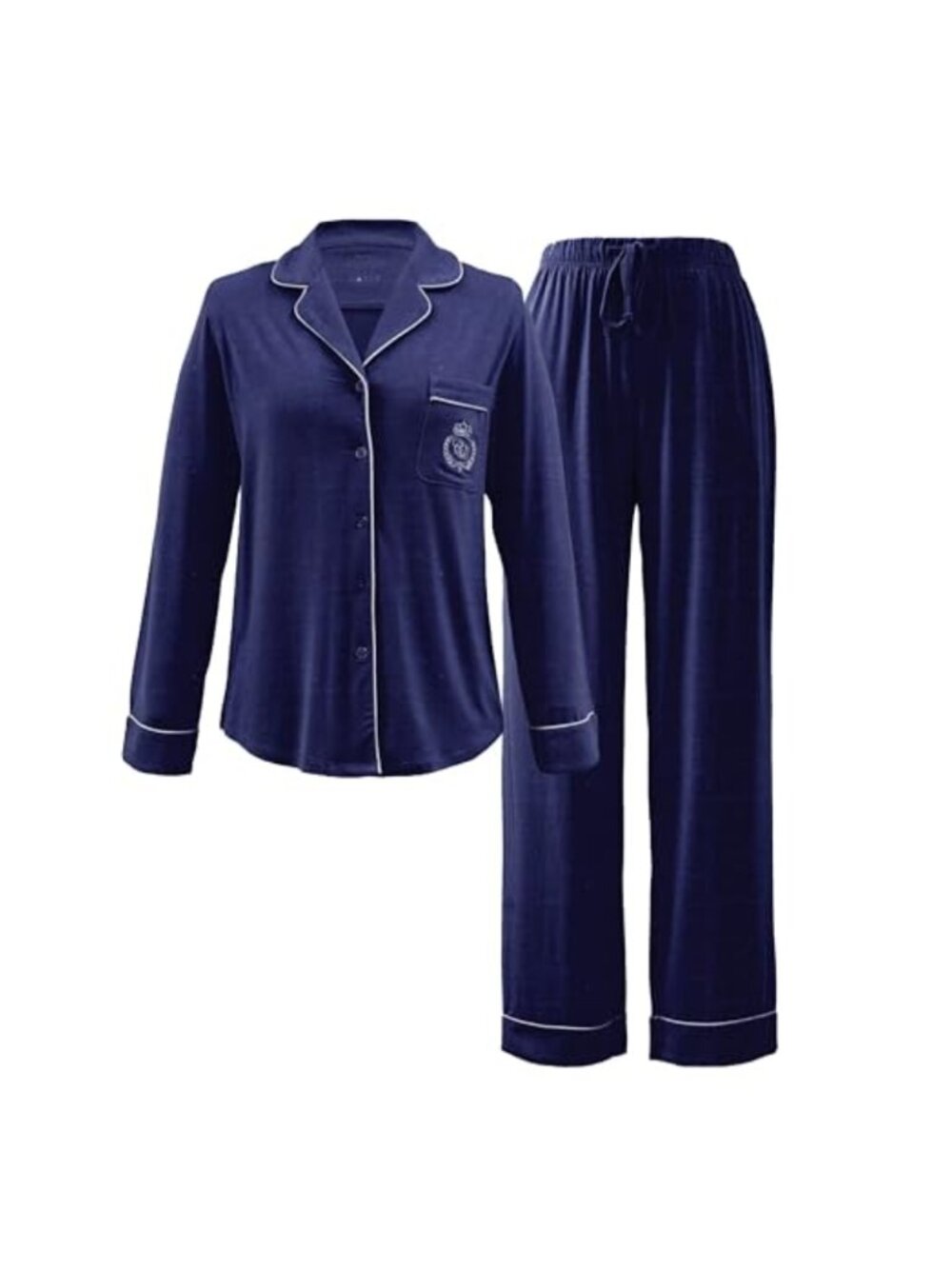 Bamboo Viscose Silk Pajama Set Relaxed Fit Long Sleeve Sleepwear with Pockets